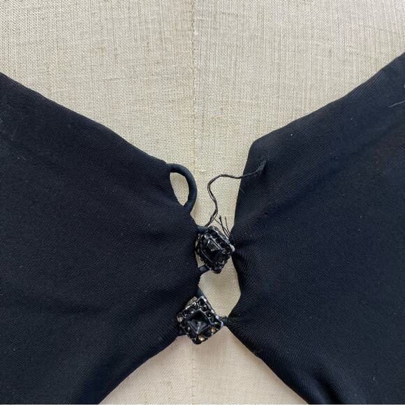 Kay Unger black ruched A Line knee length open back evening dress size 10 - Picture 14 of 15